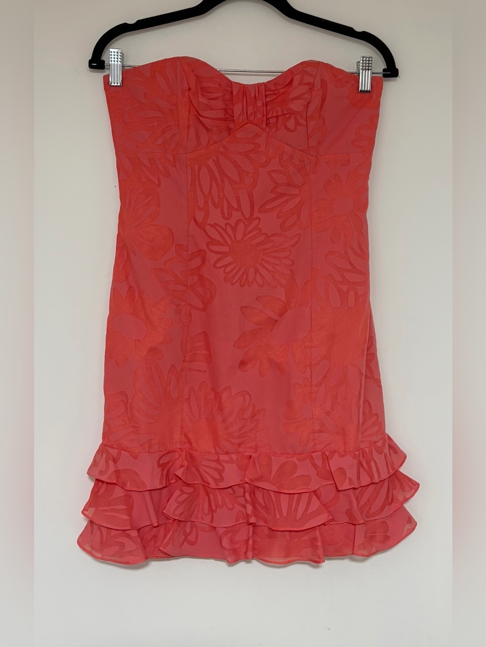 Lilly Pulitzer Women’s Floral Lu Strapless Coral Mini Dress Size 2